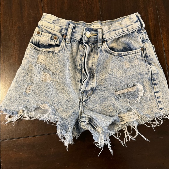 PacSun Acid Wash Ultra High Waisted Vintage Denim Shorts - Picture 1 of 5